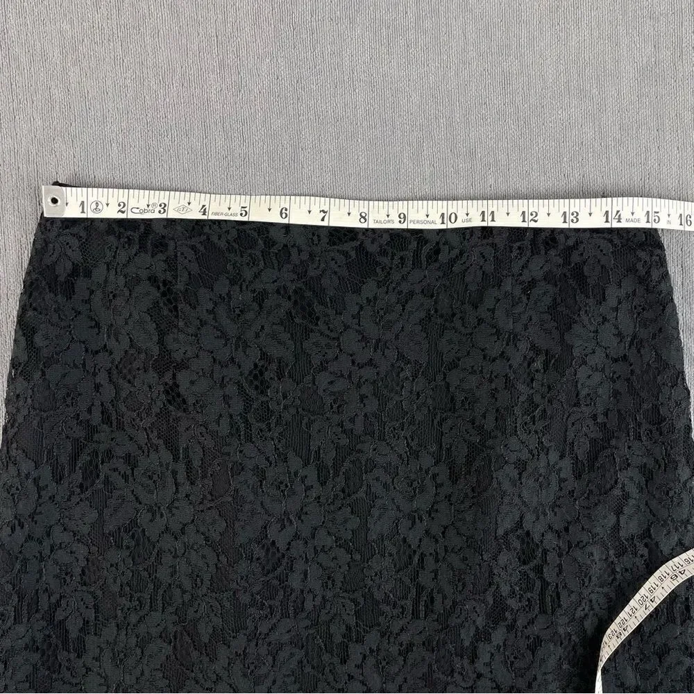 Kate Hill Black Lace Knee Length High Waist Midi Skirt Women’s Size 10